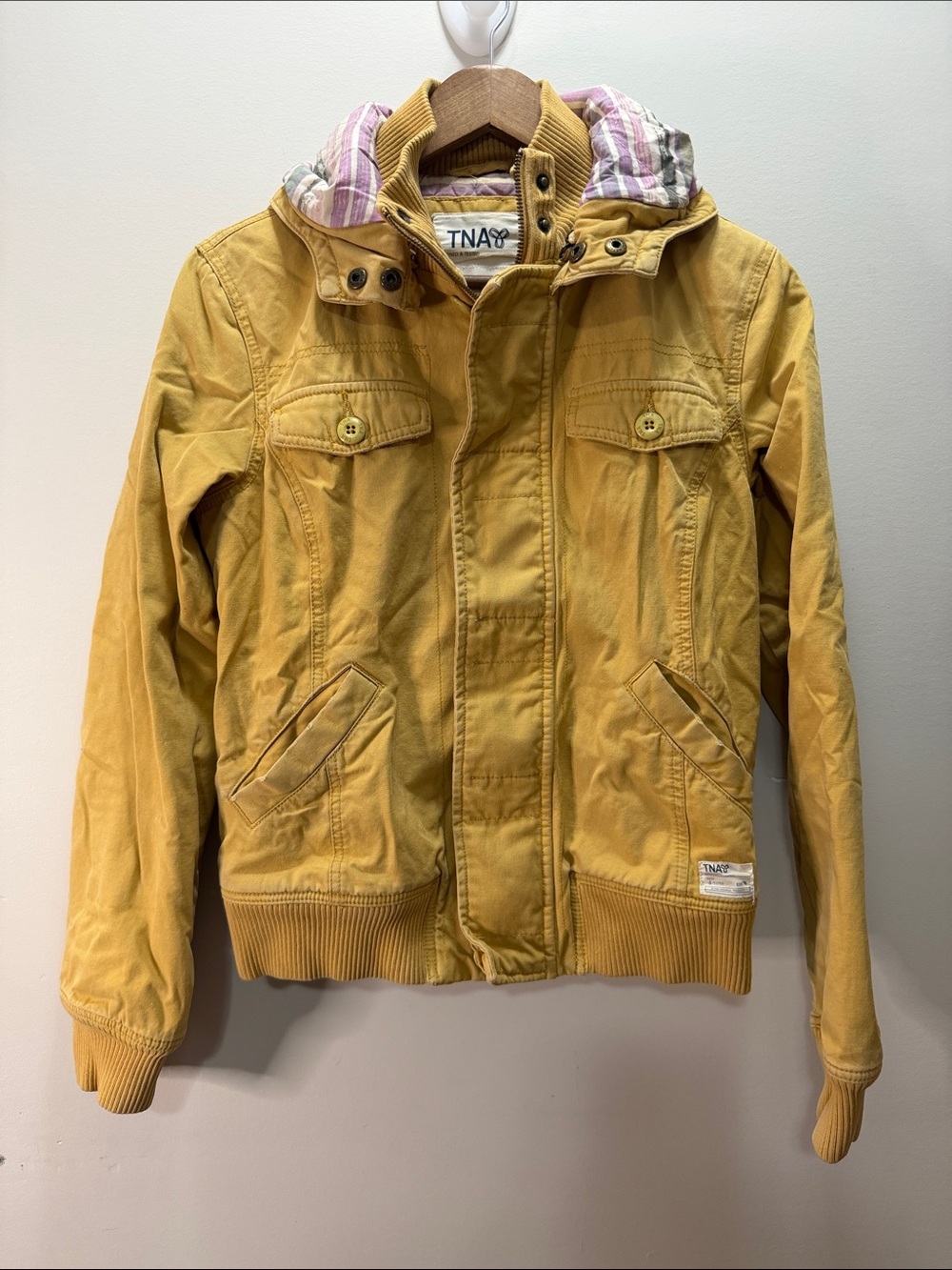 Y2K TNA Yellow Hooded Jacket Size M Length